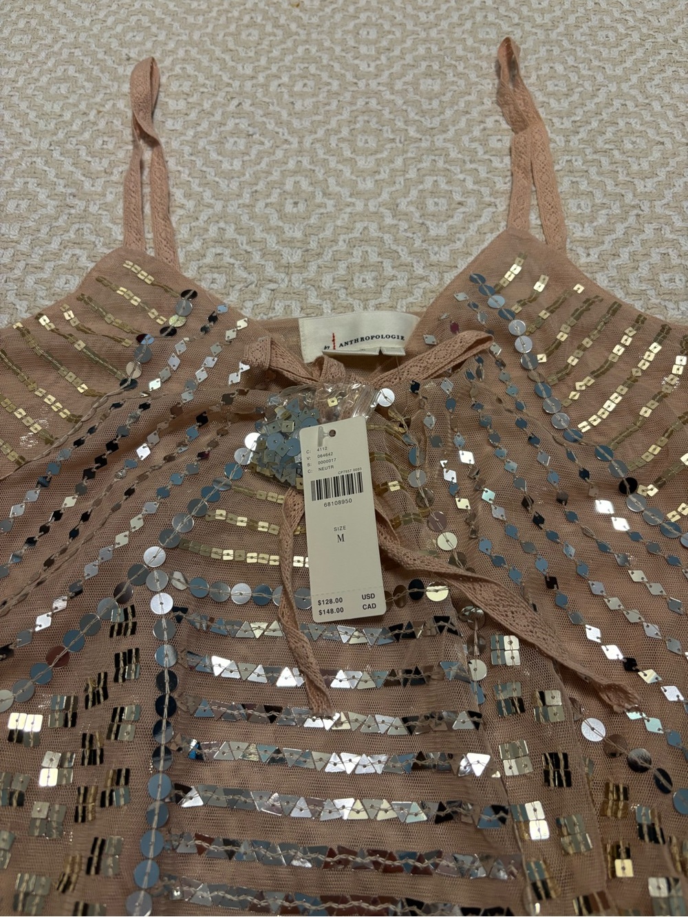Anthropologie sequin sheer tank sz Medium - Picture 6 of 9